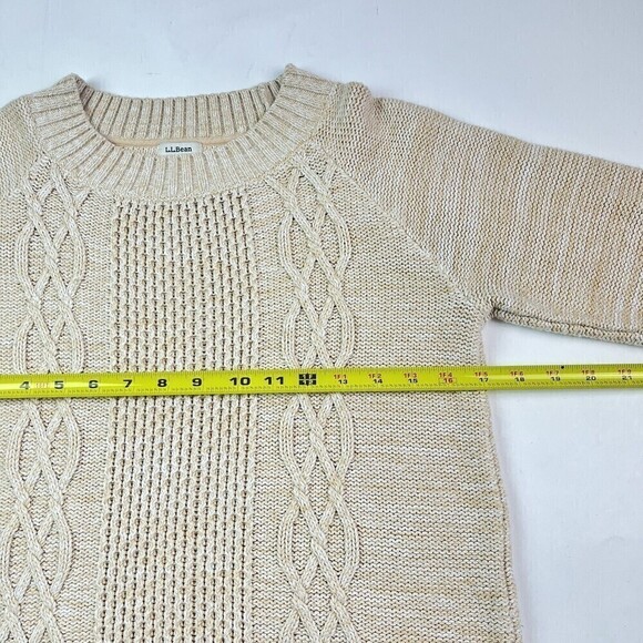 LL Bean Sweater Small fisherman Cable Knit marled costal cabincore - Picture 7 of 10